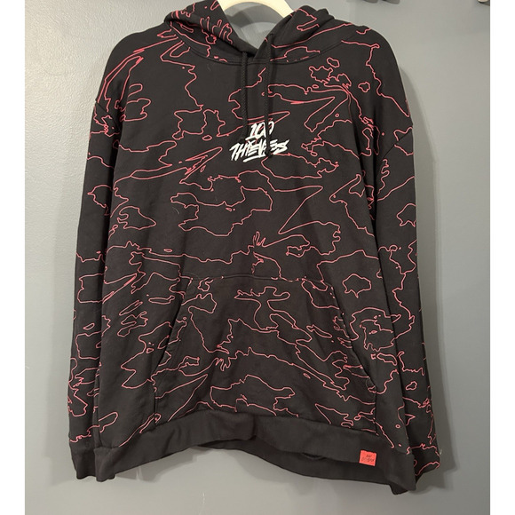 100 Thieves Other - 100 Thieves‎ Geography Hoodie Black Red Sweatshirt Gaming Streetwear Size XL EUC